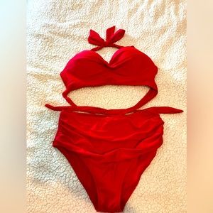 High waisted bikini color red size medium
